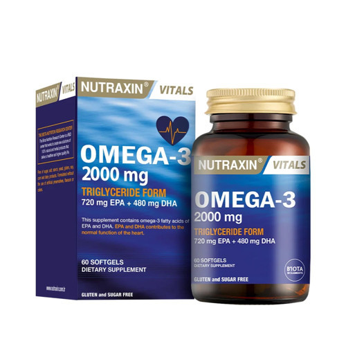 Vitals -3 2000 mg EPA + DHA Balık Yağı içeren Takviye Edici (1 x 60 kapsül)