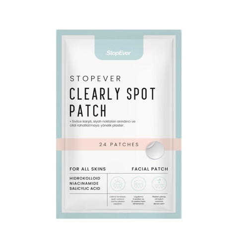 Clearly Spot Patch, Sivilce Karşıtı Şeffaf Plaster | Şeffaf, Ultra İnce, Hidrokolloid + Niacinamide + Salicylic Asit İçerikli Akne Karşıtı Yüz Bandı | Adet