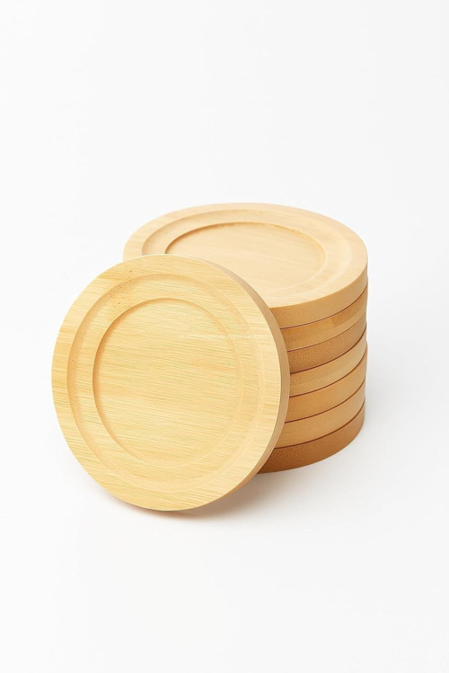 6 Adet Bambu Çay Bardak Tabağı, Yuvarlak Altlık Model, Fincan Kupa Altlığı, Şık Dayanıklı (Oval)