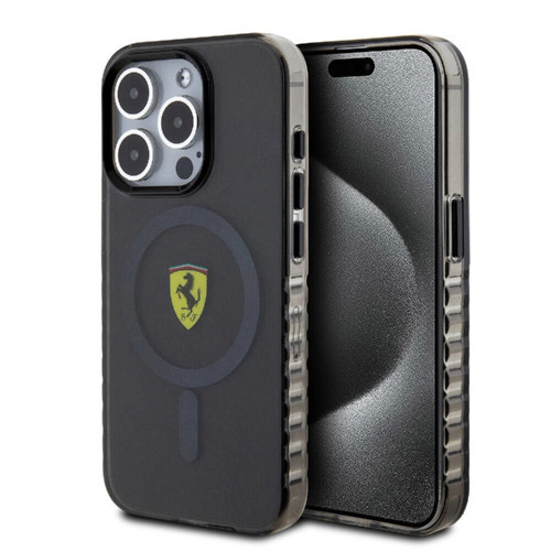 Apple iPhone 15 Pro Kılıf Ferrari Orjinal Lisanslı M-safe Şarj Özellikli Tırtıklı Kenar Tasarımlı Or