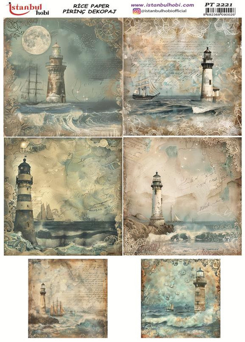 Pirinç Dekopaj Kağıdı 30x42cm PT-2221 Deniz Feneri