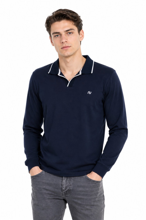 Erkek Mevsimlik Spor Polo V Yaka Sweatshırt BGL-ST05469