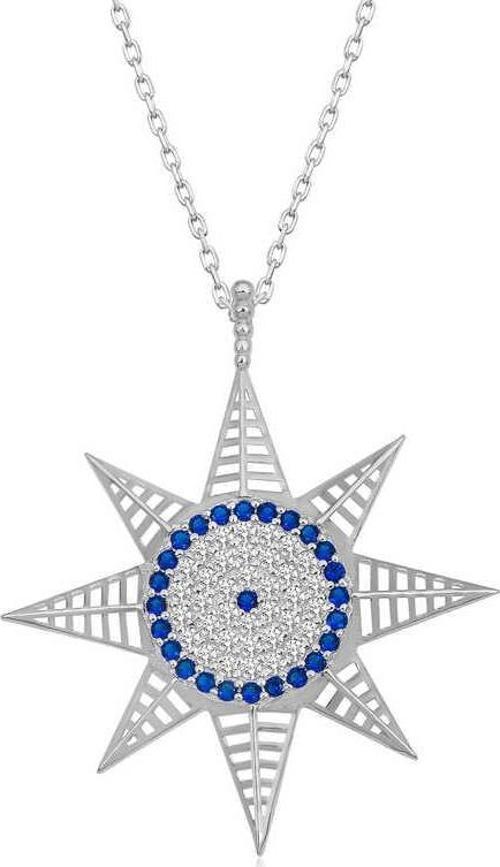 Gümüş Nazarlı Kutup Yıldızı Kadın Kolye