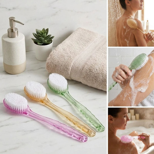 Büro Ev Ofis Duş Keyfi için Plastik Saplı Sırt Vücut Temizleme Banyo Kese Fırça Aparatı