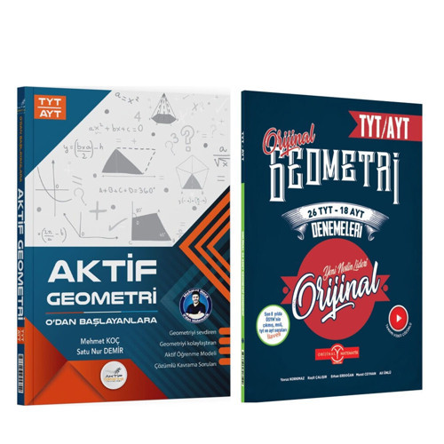 Aktif TYT AYT Geometri 0 dan Başlayanlara ve Orijinal Yayınları 24 TYT 17 AYT Deneme Seti 2 Kitap