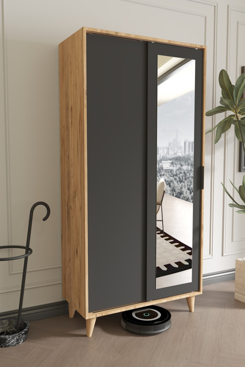 Noventa Pine Portmanto Vestiyer Ayakkabılık Aynalı 2 Sürgü Kapaklı