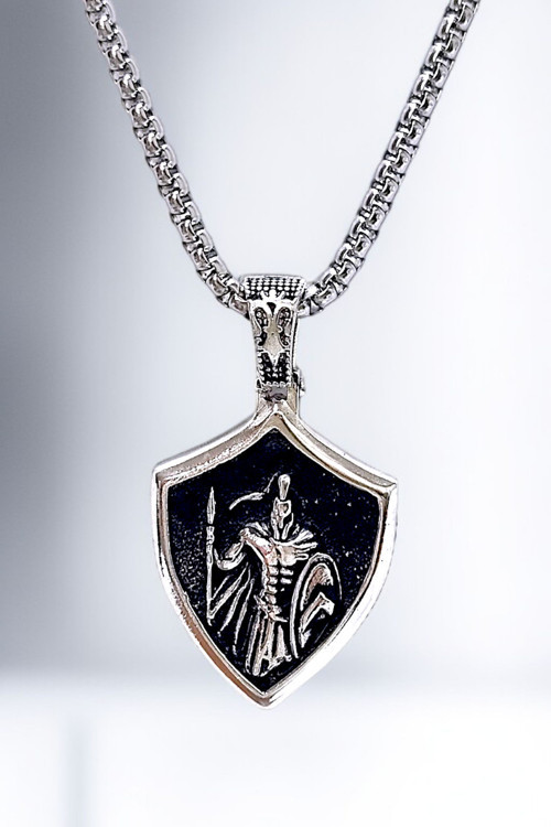Ak Store Silver Erkek Cesaret, Güç, Aile (Courage,Strength,Family) K-184 Paslanmaz Kromix Çelik Gümüş Kaplama Kolye