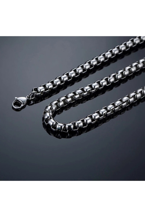 Ak Store Silver Gümüş Kaplama 316 L Paslanmaz Çelik Orion Bombeli Kare Arnavut Zincir Kolye 3 Mm.