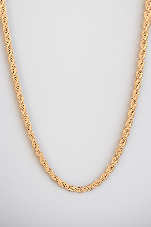 Ak Store Silver Gümüş Kaplama 316 L Paslanmaz Singapur Örme Halat Zincir Kolye 3 Mm. Gold