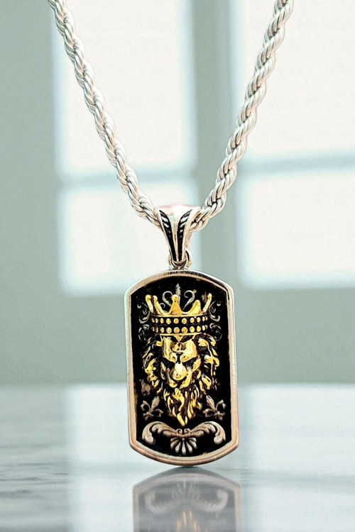 Ak Store Silver Gümüş Kaplama K-138 Paslanmaz Kromix Aslan Kral Erkek Kolye Erkeklere Özel Güçlü Ve Karizmatik