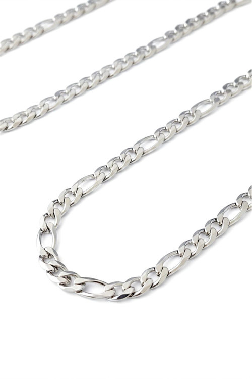 Ak Store Silver Gümüş Kaplama 316 L Paslanmaz Çelik Figaro 3+1 Zincir Kolye 5 Mm.