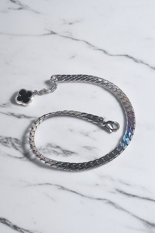 Ak Store Silver Gümüş Kaplama Paslanmaz Çelik Ezme Gurmet Sık Örme İtalyan Model Zincir Bileklik 5 Mm
