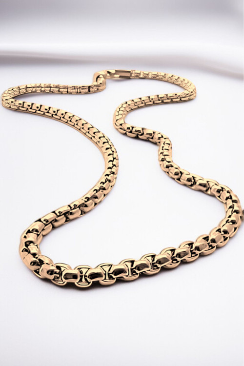 Ak Store Silver Gümüş Kaplama 316 L Paslanmaz Çelik Orion Bombeli Kare Arnavut Zincir Gold Kolye 3 Mm.