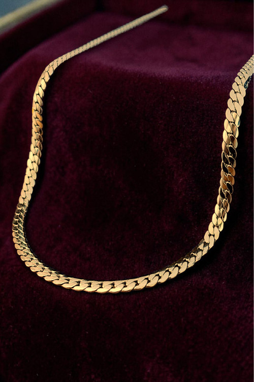 Ak Store Silver Gümüş Kaplama 316 L Paslanmaz Çelik Ezme Balıksırtı Gurmet Sık Örme İtalyan Model Zincir Kolye 6 Mm Gold