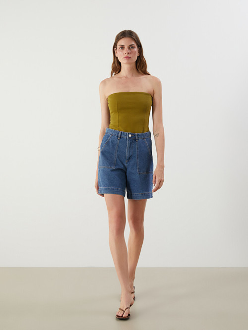Jeans İndigo Şort