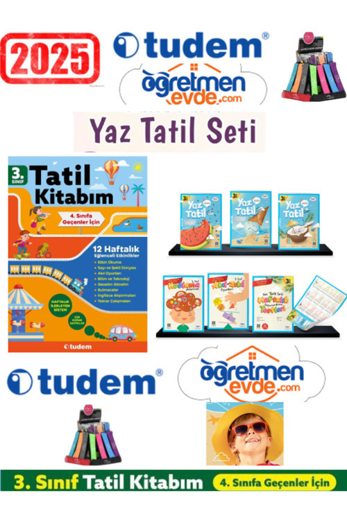 Öğretmen Evde 2025 3.Sınıf 18 Parça Yaz Tatil+Mavideniz 3.Sınıf Yaz Tatil 12 Kitap+Kalemlik