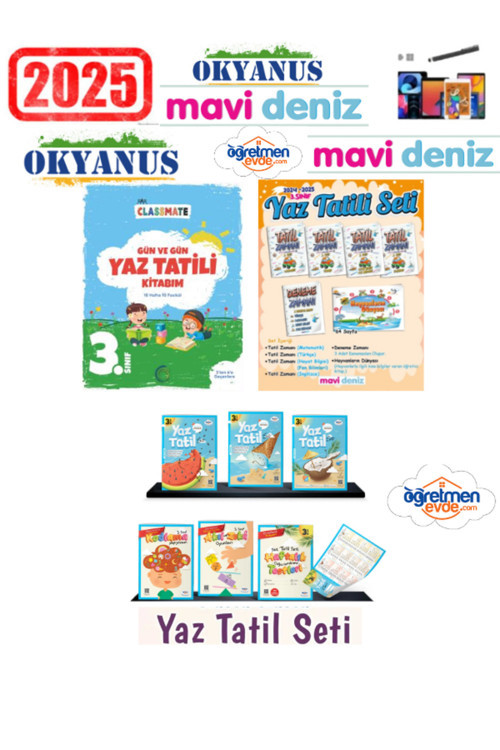 2025 3.Sınıf Yaz Tatil+Öğr.Evde 3.Sınıf Yaz Tatil+Mavi Deniz 3.Sınıf +Tudem 3.Sınıf Yaz Seti+Kalem