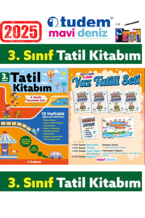Clasmate 2025 3.Sınıf Yaz Tatil Kitabı+Mavi Deniz 3.Sınıf 6 Fasikülyaz Tatil Kitap Seti+Kalem