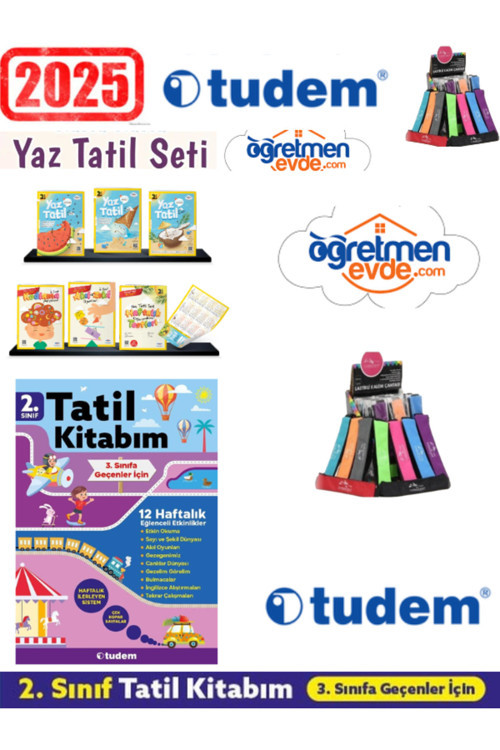 Öğretmen Evde 2025 2.Sınıf 18 Parça Yaz Tatil+Tudem 2.Sınıf Yaz Tatil 12 Kitap(Yeni Ürün)+Kalemlik
