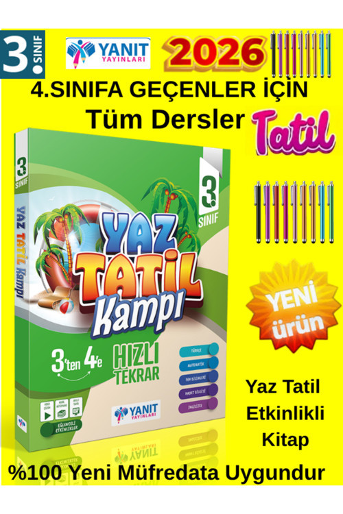 Yanıt 2026 Yeni Müfredat 3.Sınıf 2026(3 Ten 4E)Geçiş Etkinlikli Yaz Tatil Kitabı+Android Kalem