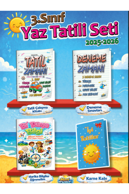 Mavi Deniz Yayıncılık 3.Sınıf Yaz Tatil Kitap Seti Tüm Dersler Öğrenci Çalışma 2026 12 Parça