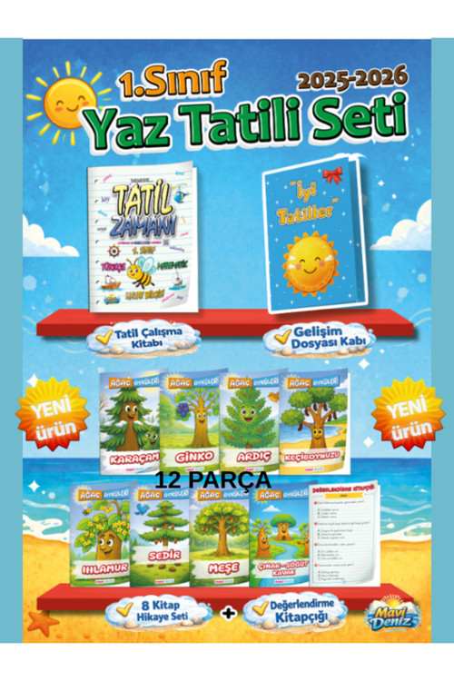 Mavi Deniz Yayınları 1.Sınıf Yaz Tatil Kitap Seti Tüm Dersler Tekrar Hazırlık 2026 12 Parça
