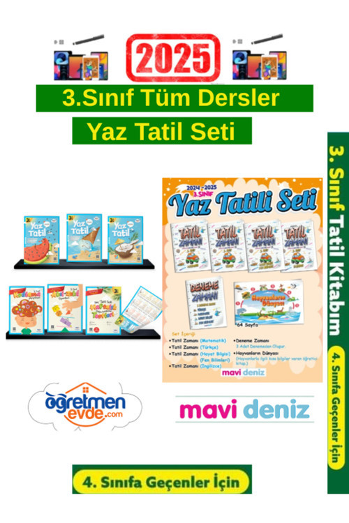Öğretmen Evde 3.Sınıf Yaz Tatil Seti+Mavideniz 3.Sınıf Yaz Tatil Seti+Android Kalem