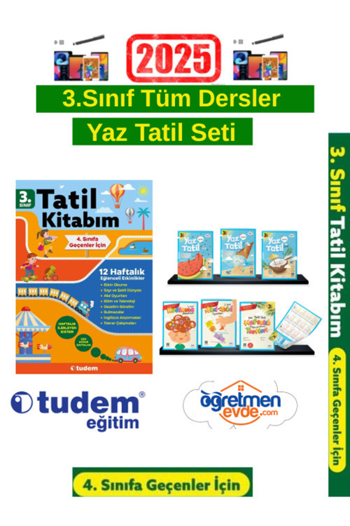 Tudem 3.Sınıf 12 Hafta Yaz Tatil Kitabı+Öğretmen Evde 3.Sınıf Yaz Tatil Seti+Android Kalem