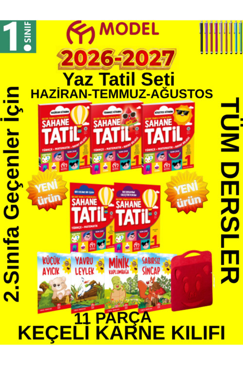 Model Eğitim Yayınları 1. Sınıf Şahane Tatil Yaz Seti 11 Parça Karne Kılıfı Tablet Kalem Tüm Dersler