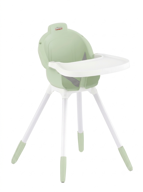 Comfort Mama Sandalyesi Açık Yeşil - 3 Noktalı Emniyet Kemerli Eğitici Bebek Yemek Sandalyesi