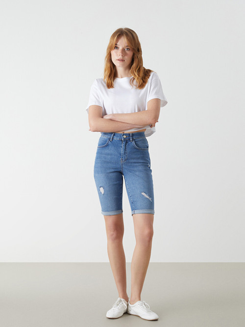 Jeans İndigo Şort