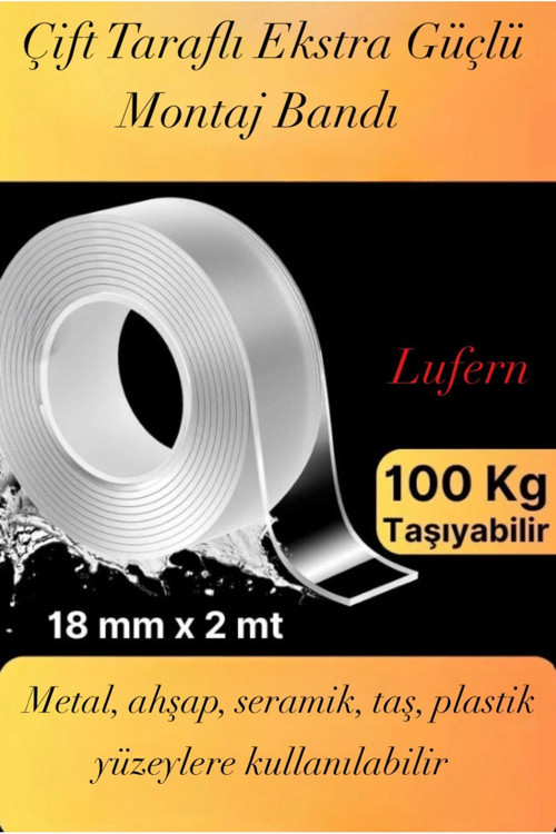 Dayanıklı Çift Taraflı İz Bırakmaz Şeffaf Çok Amaçlı Tamir Silikon Bant Güçlü Montaj 18mm X 2mt