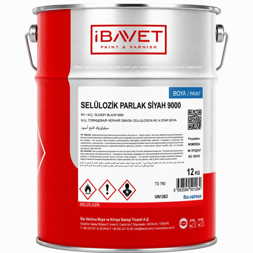 Selülozik Parlak Boya 12 Kg Siyah Ral 9005