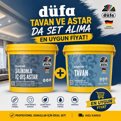 Diamond Tavan Boyası 17.5 Kg+Düfa Diamond Silikonlu İç Dış Cephe Astarı 17.5 Kg