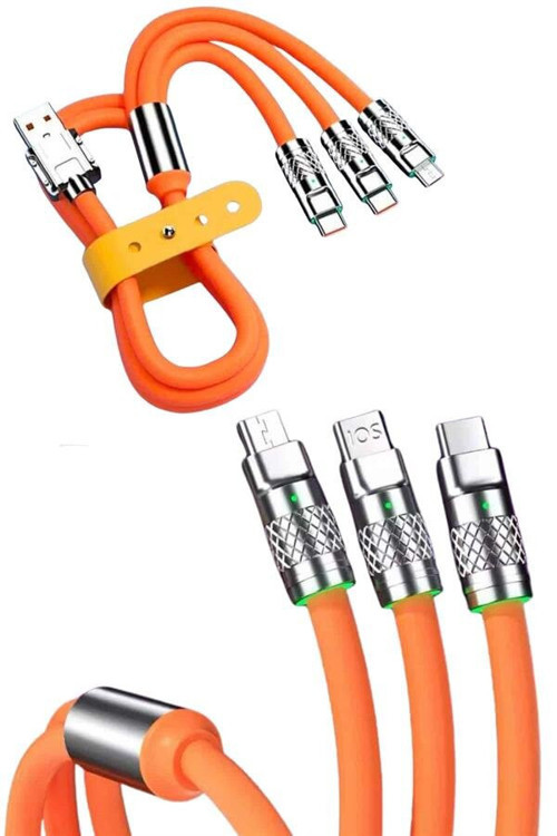 Çoklu Şarj Kablosu USB Type-C İOS Uyumlu 120W Hızlı Şarj Kablosu - RFIOVS1463-4347