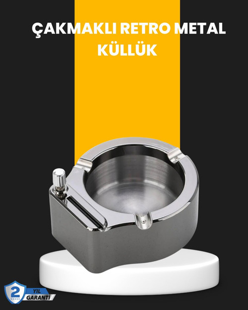 Yuvarlak Çakmaklı Küllük Dayanıklı Metal Yapı - RFIOVS6706-1289