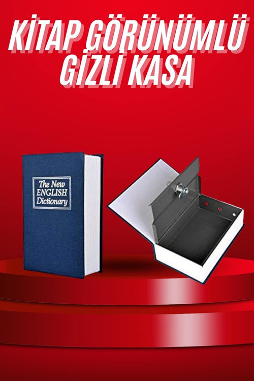 Kitap Görünümlü Gizli Kasa Büyük Boy Anahtarlı Kilitli Para Kasası - RFIOVS5841-4567