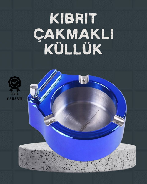 Masa Üstü Çakmaklı Küllük Paslanmaz Metal Gövde - RFIOVS9729-7570