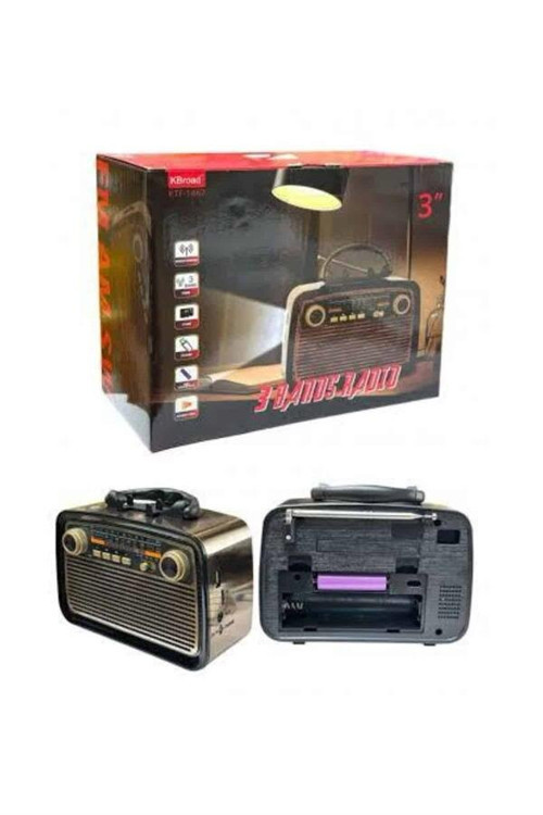 Müzik Kutusu Bluetooth Bağlantılı El Fenerli Nostaljik Tasarım Radyo - RFIOVS6398-4862