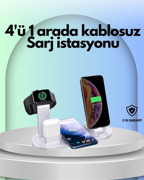 iPhone Watch ve ile Uyumlu 4'ü 1 Arada Şarj Ünitesi – Tüm Cihazları Tek Nokta - RFIOVS7383-5