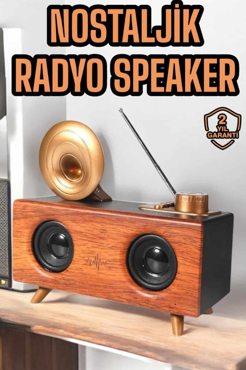 Çalar Radyo Müzik Kutusu Nostaljik Hoparlör Speaker - RFIOVS6635-3125
