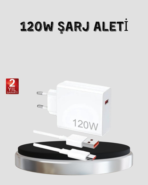 120W Hızlı Şarj Başlığı Ultra Güçlü Type-C Adaptör Kablo Dahil - RFIOVS7885-1455