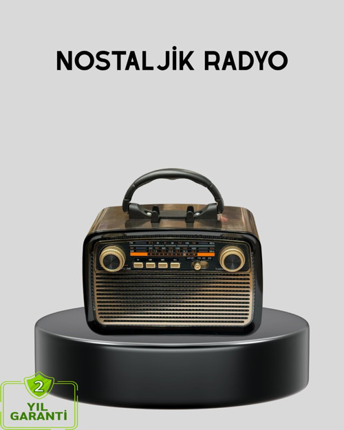 LED’li Nostaljik Bluetooth Hoparlör – Vintage Tasarım Ahşap Doku - RFIOVS1767-6393