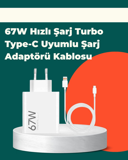 Güvenli ve Hızlı Şarj İçin 67W Turbo Adaptör Type-C Kablo ile - RFIOVS8381-4615