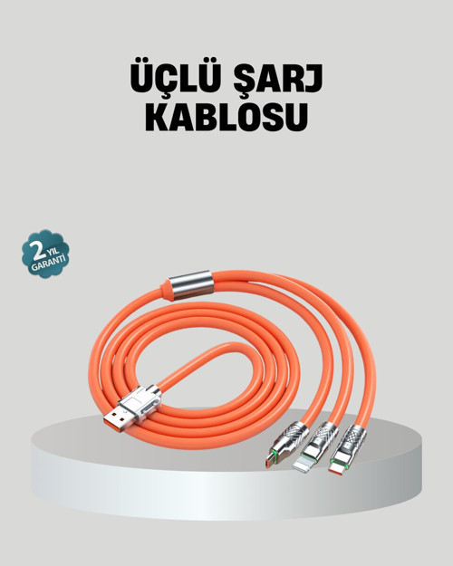 ÜÇLÜ Şarj Kablosu – Yüksek Hızlı Dayanıklı ve Uzun Ömürlü - RFIOVS7372-7101