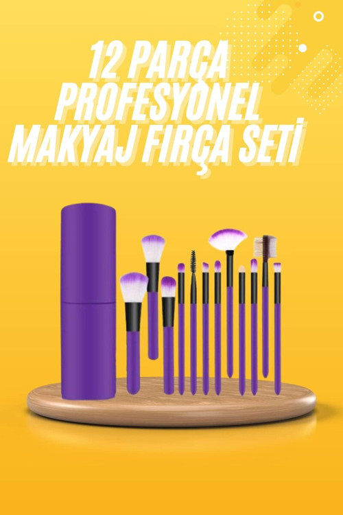 12 Parça Makyaj Fırçası Yumuşak Kıllı Profesyonel Fırça Seti Yüksek Kalite - RFIOVS7073-6