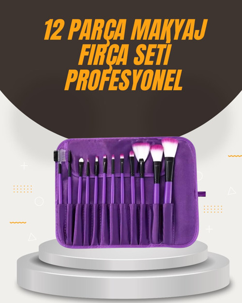 Fondöten Allık ve Far Uygulamalarına Uygun 12 Parça Makyaj Fırça Takımı Ergo - RFIOVS4418-8
