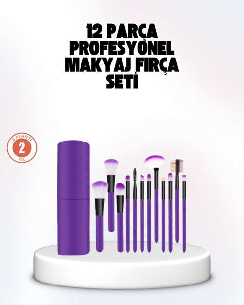 Kusursuz Makyaj İçin 12 Parça Profesyonel Fırça Seti Taşınabilir Kutu Hediyel - RFIOVS2497-7