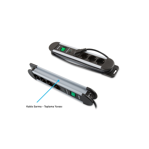 S-LINK Swapp SPGKS03 3 Soket Akım Korumalı Priz 1.5Mt Kablo 900 Joule (Gri) %100 B - RFIOVS1440-8
