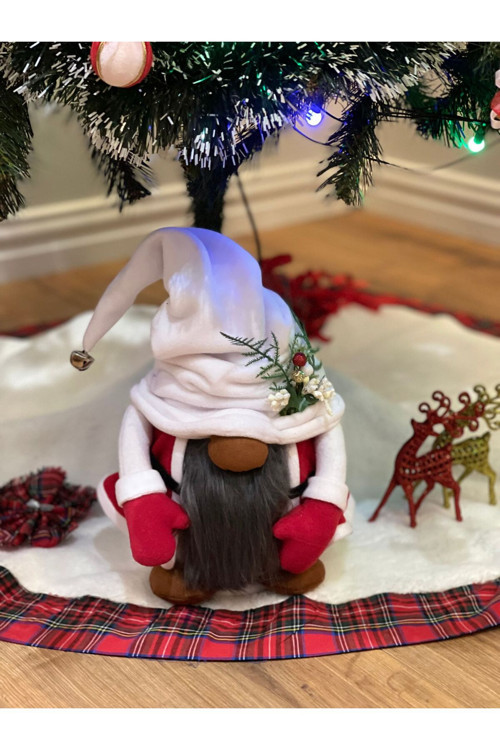 Noel Baba Sevimli Cüce Yılbaşı Süsü Hediyelik Neol Baba Beyaz Peluş 35 Cm